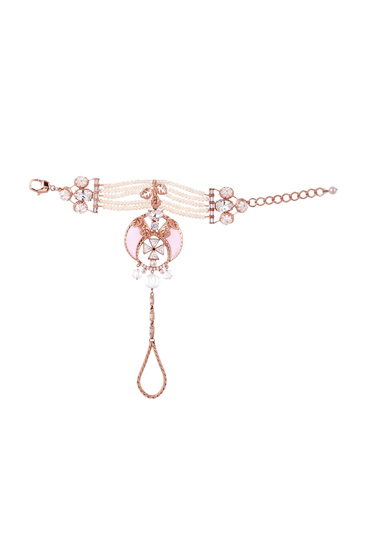 Rose Gold Plated Pearl Handcrafted Hand Harness