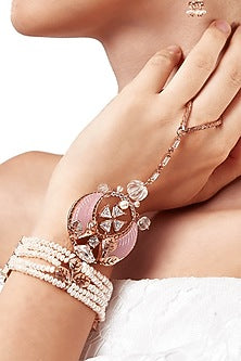 Rose Gold Plated Pearl Handcrafted Hand Harness