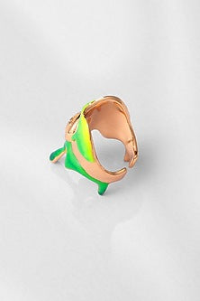 Gold Finish Acid Green Enamelled Molten Ring