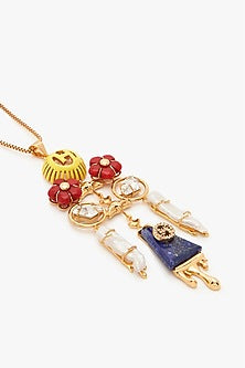 Gold Plated Keshi pearls & Lapis Lazuli Stone Pendant Necklace