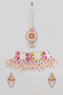 Multi-Colored Beaded Choker Necklace Set