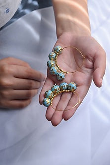 Gold Plated Meenakari Ball Hoop Earrings