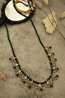 Gold Plated Kundan Polki & Jade Stone Necklace