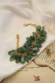 Gold Plated Green Natural Stone Bracelet