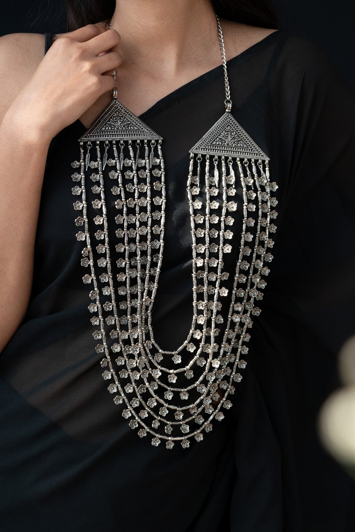 Oxidised Finish Layered Necklace