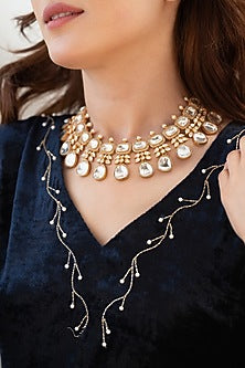 Gold Plated Kundan Polki Necklace Set