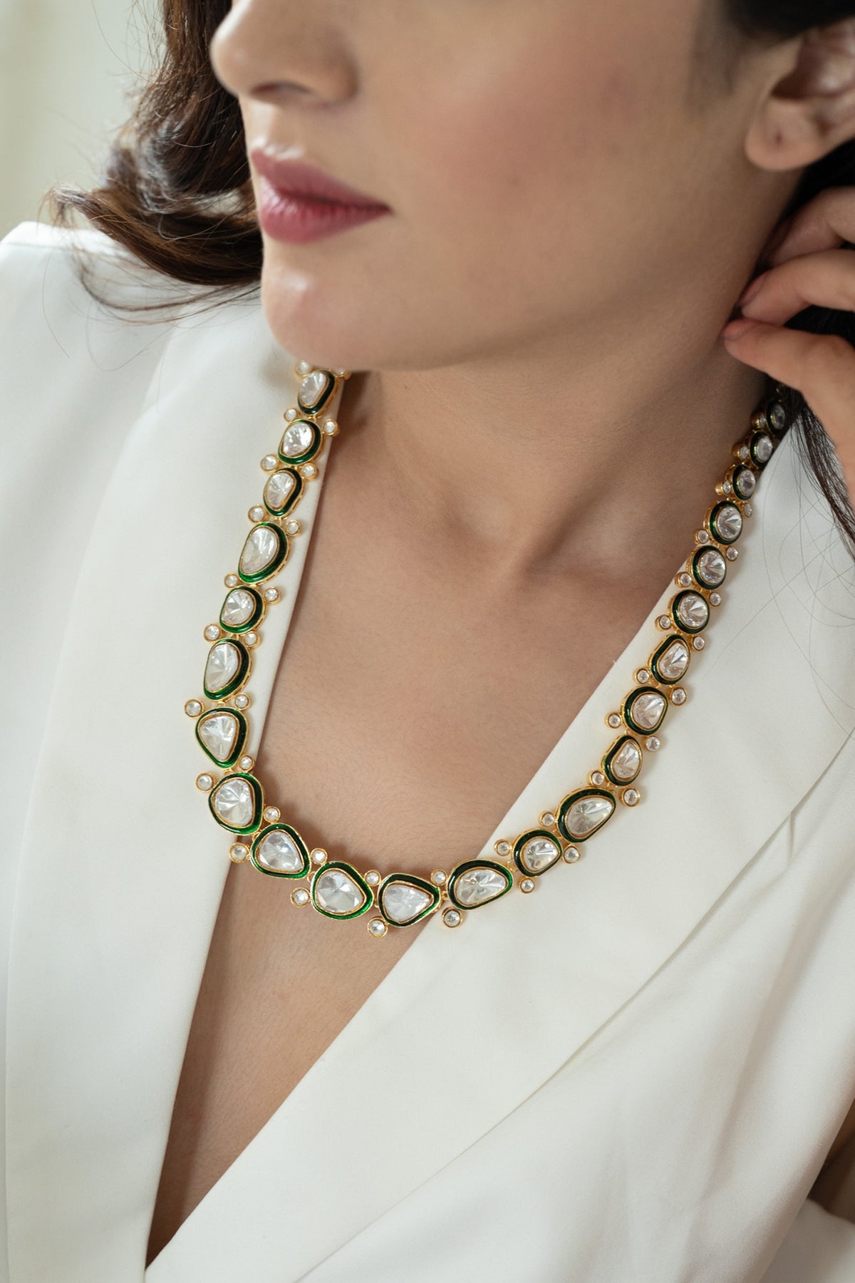Gold Plated Kundan Polki Necklace Set