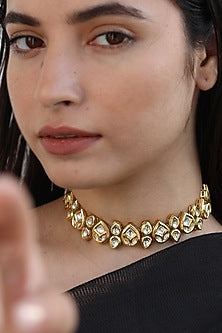 Gold Plated Kundan Polki Choker Necklace