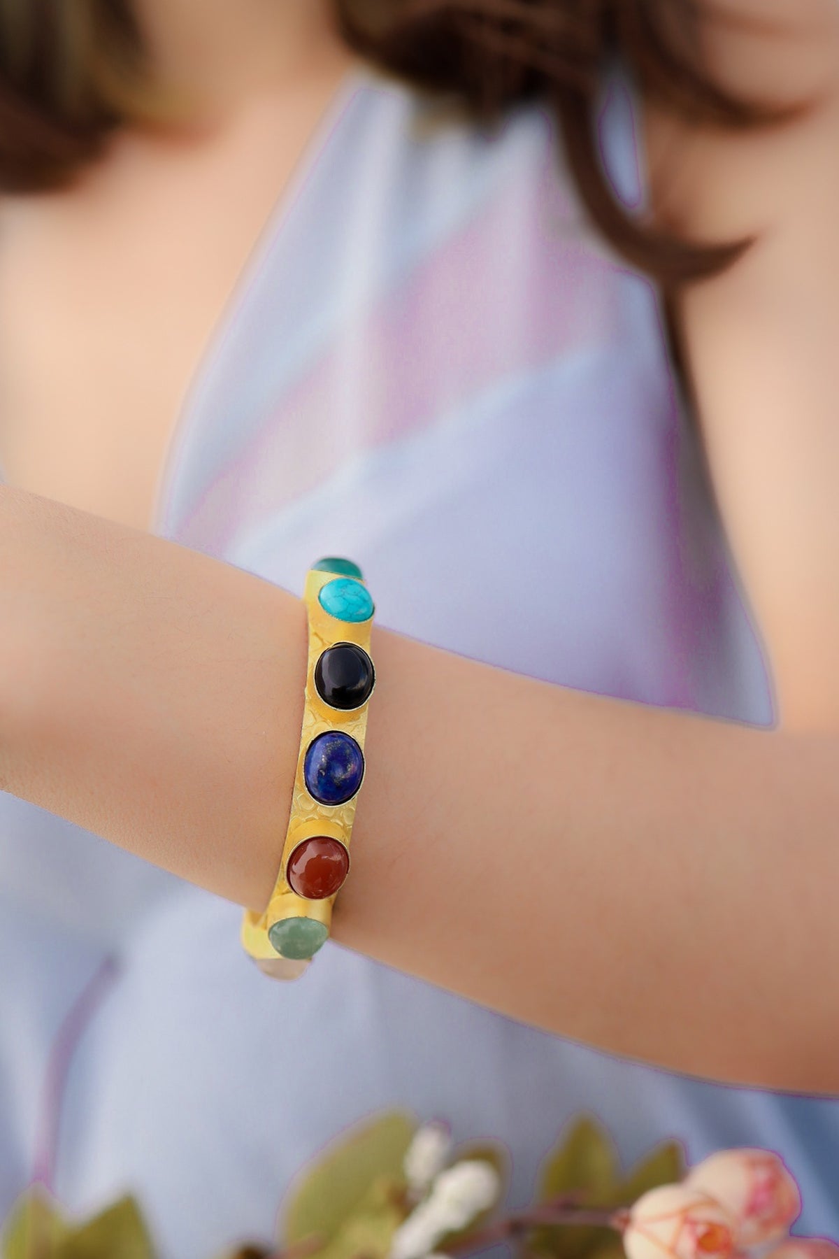 Gold Finish Natural Stone Bracelet