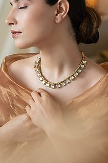Gold Plated Kundan Polki Necklace Set