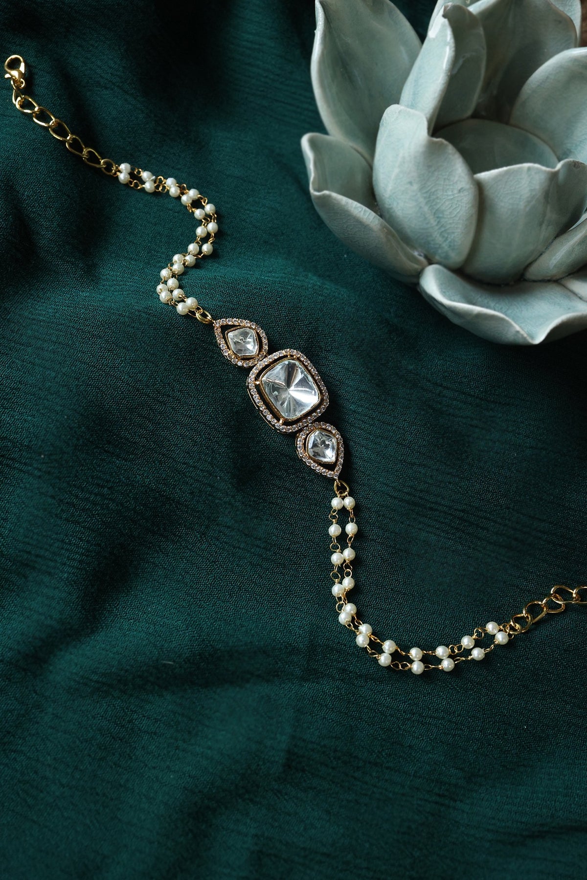 Gold Plated Kundan Polki Choker Necklace