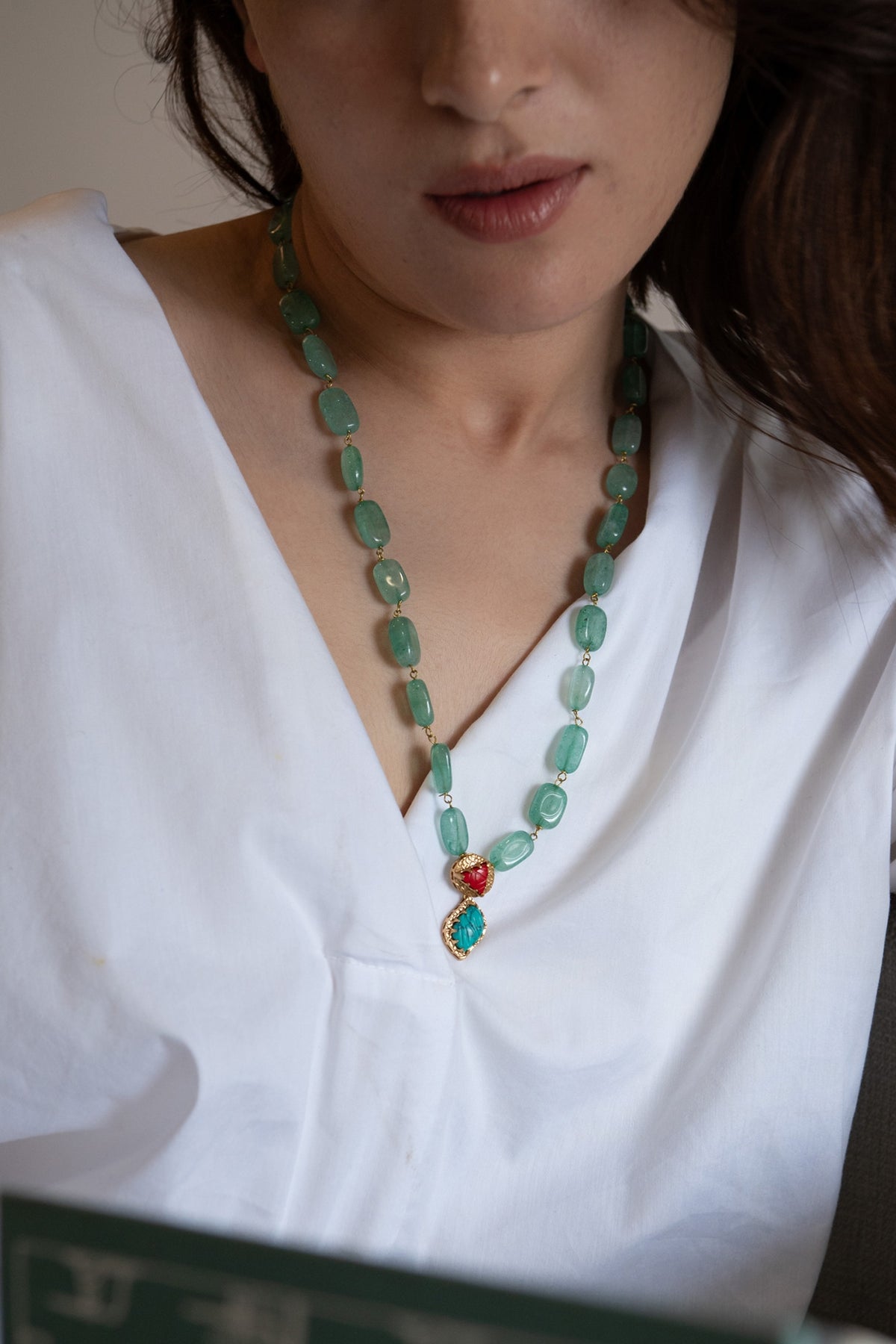 Gold Plated Turquoise Natural Stone Necklace