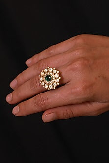 Gold Micro Finish Ring In Sterling Silver