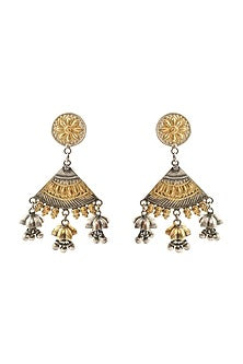 Gold Finish Ghunghroo Dangler Earrings In Sterling Silver