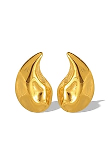 Gold Plated Textured Drop Stud Earrings
