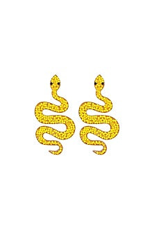 Gold Plated Beaded Snake Serpent Dangler Earrings