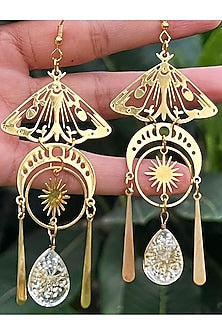 Gold Plated Moth Dangler Earrings