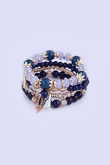 Dark Blue Beaded Multi-Layered Boho Bracelet