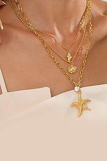 Gold Plated Beach Shell Layered Necklace