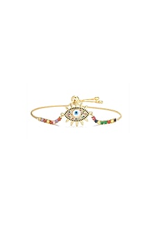 Gold Plated Multi-Colored Zircon Evile-Eye Bracelet
