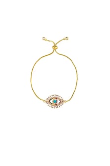 Gold Plated Mult-Colored Zircon Evil-Eye Bracelet