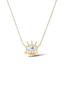 Gold Plated Evil Eye Heart Tassel Necklace