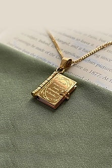 Gold Plated Dainty Book Necklace