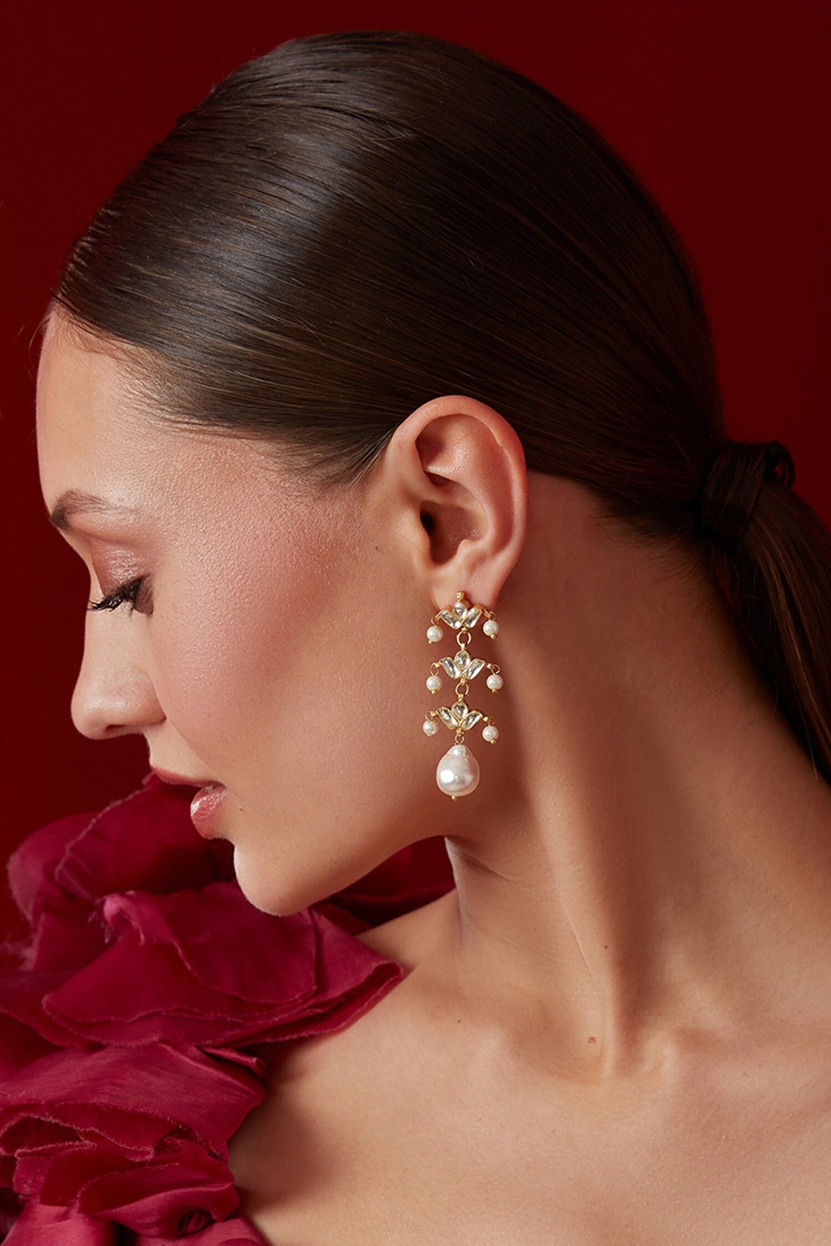 Kundan Pearl Danglers & Drops