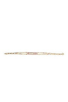 Gold Finish Cubic Zirconia Bracelet In Sterling Silver