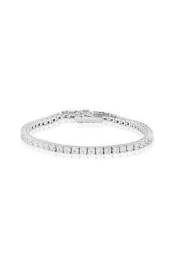 White Finish Cubic Zirconia Tennis Bracelet In Sterling Silver