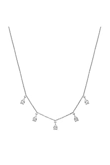 White Rhodium Finish Cubic Zirconia Necklace In Sterling Silver