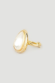 Gold Plated Kundan Polki Ring