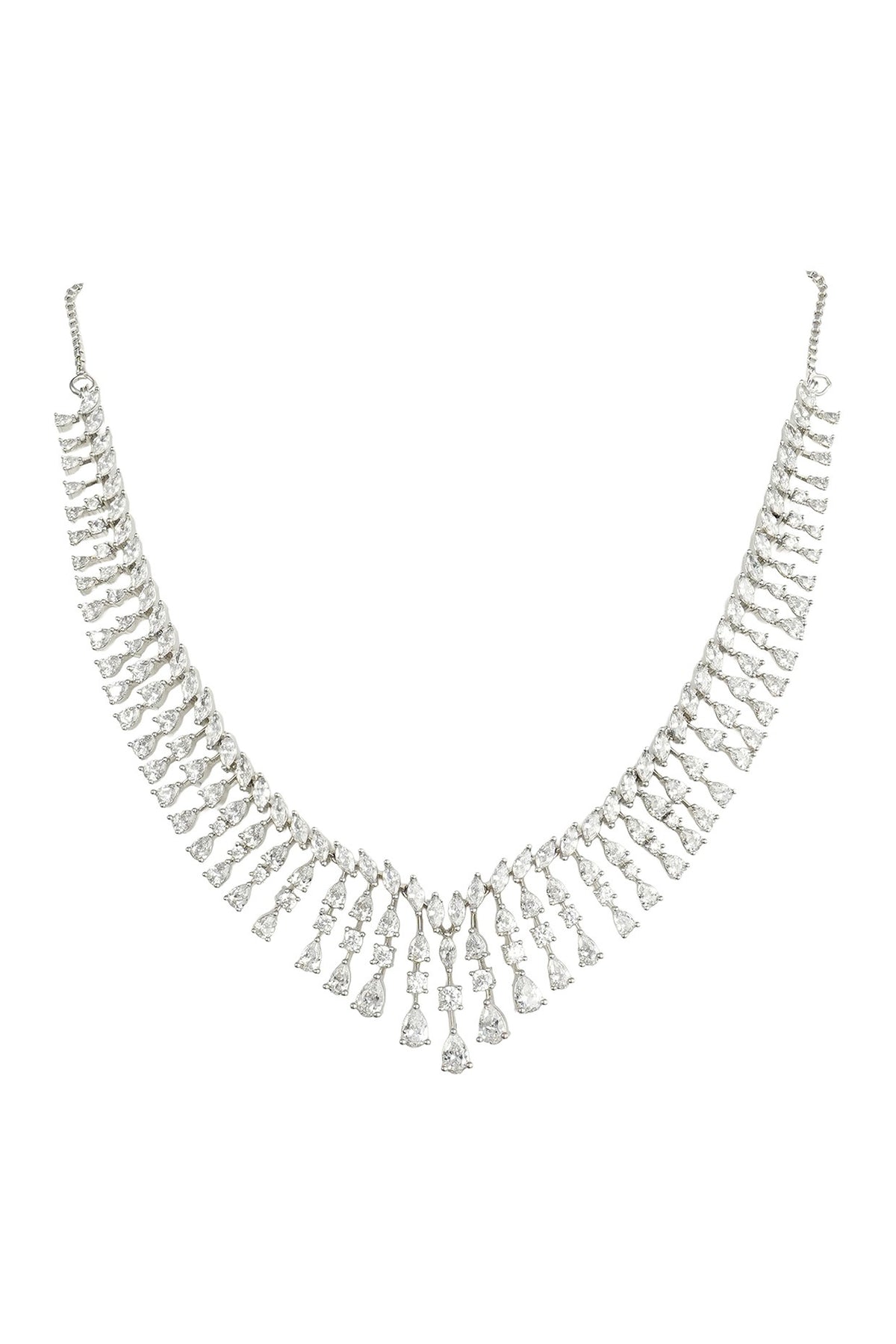 Silver Finish Zircon Necklace Set