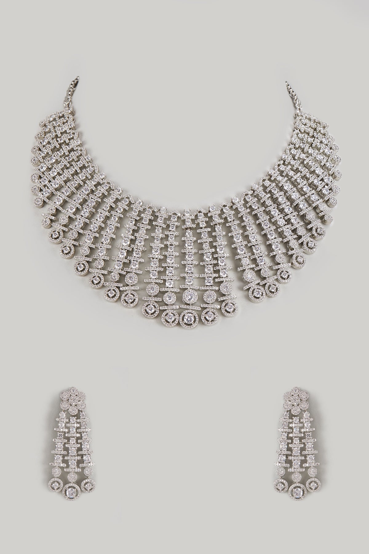 White Finish Zircon Necklace Set