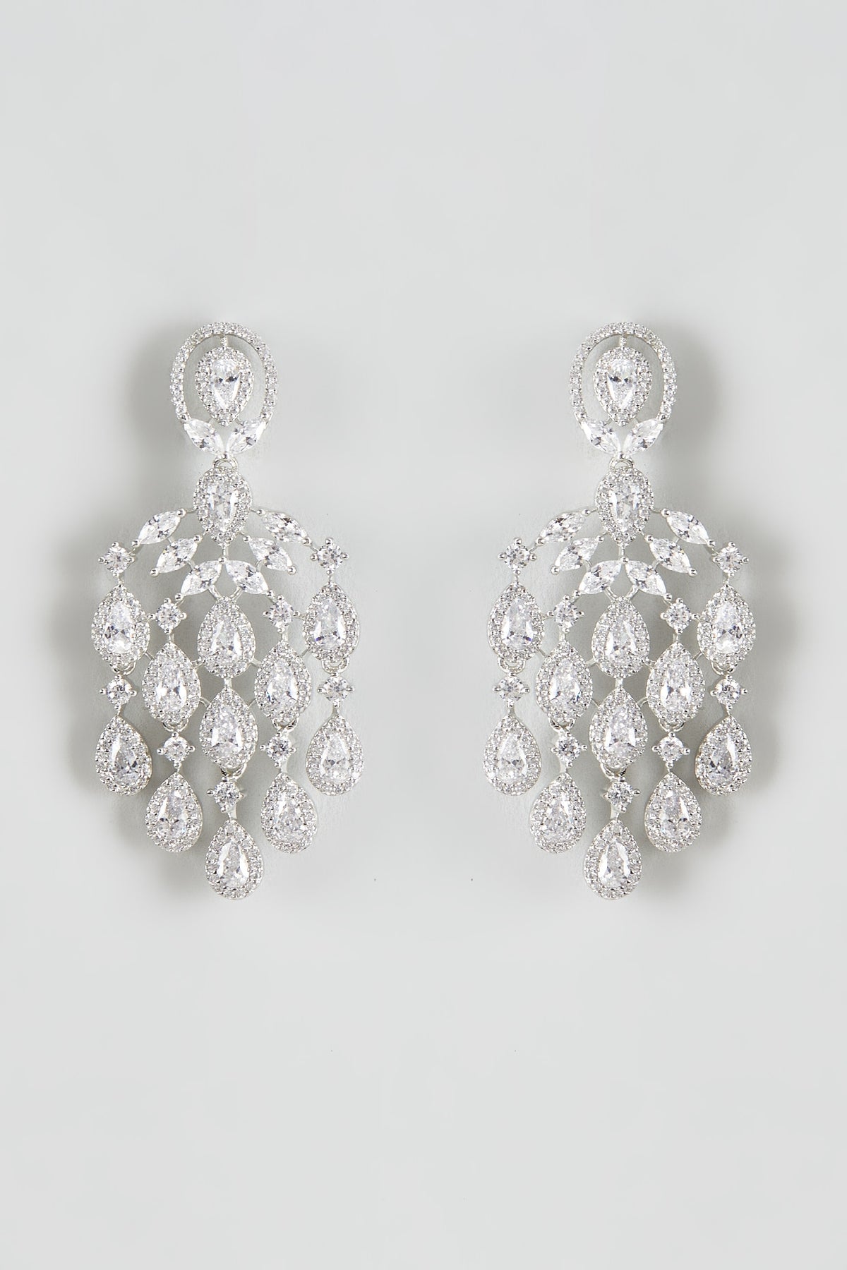 White Finish Zircon Dangler Earrings
