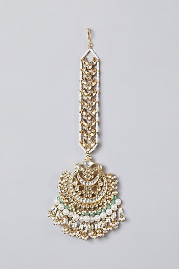 Gold Finish Kundan Polki Maang Tikka