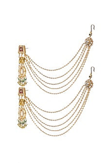 Gold Finish Kundan Polki & Green Onyx Necklace Set