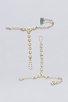 Gold Finish Kundan Polki Haathphool