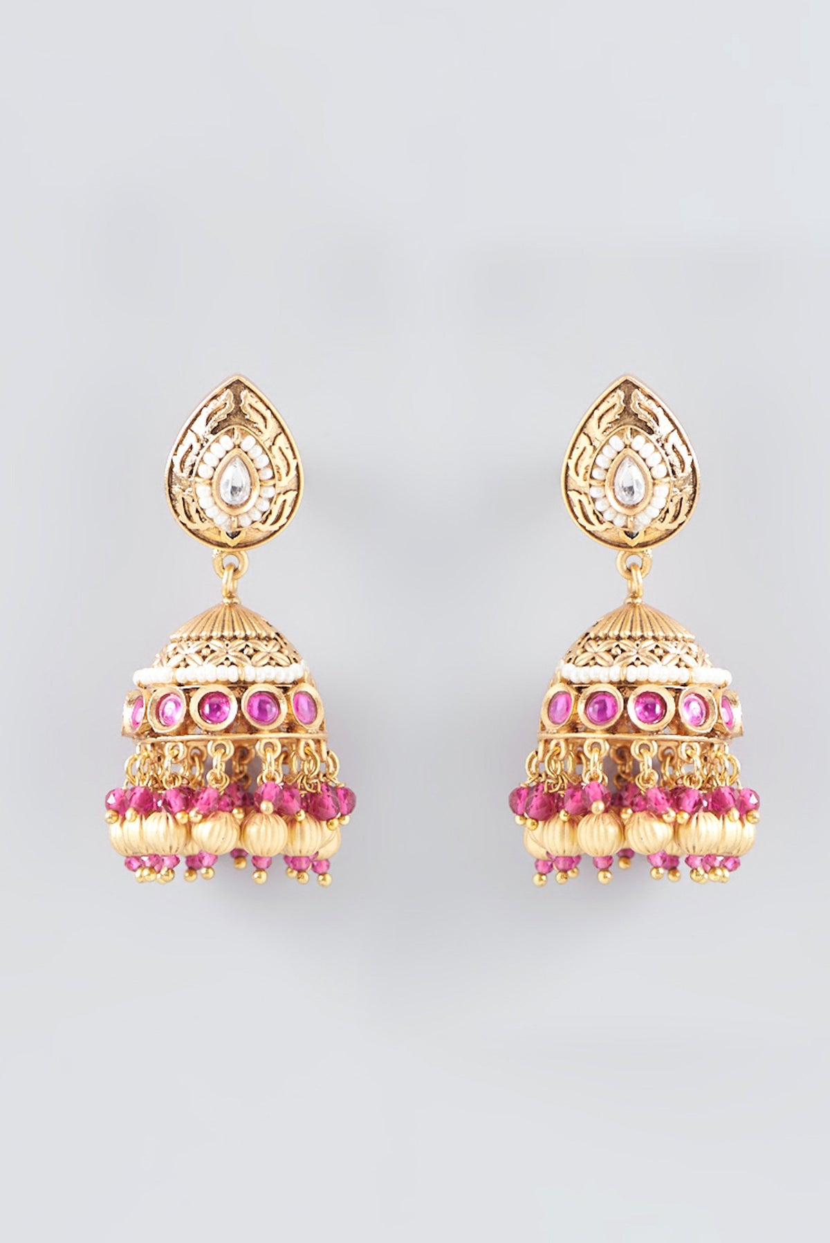 Gold Finish Kundan & Ruby Choker Necklace Set