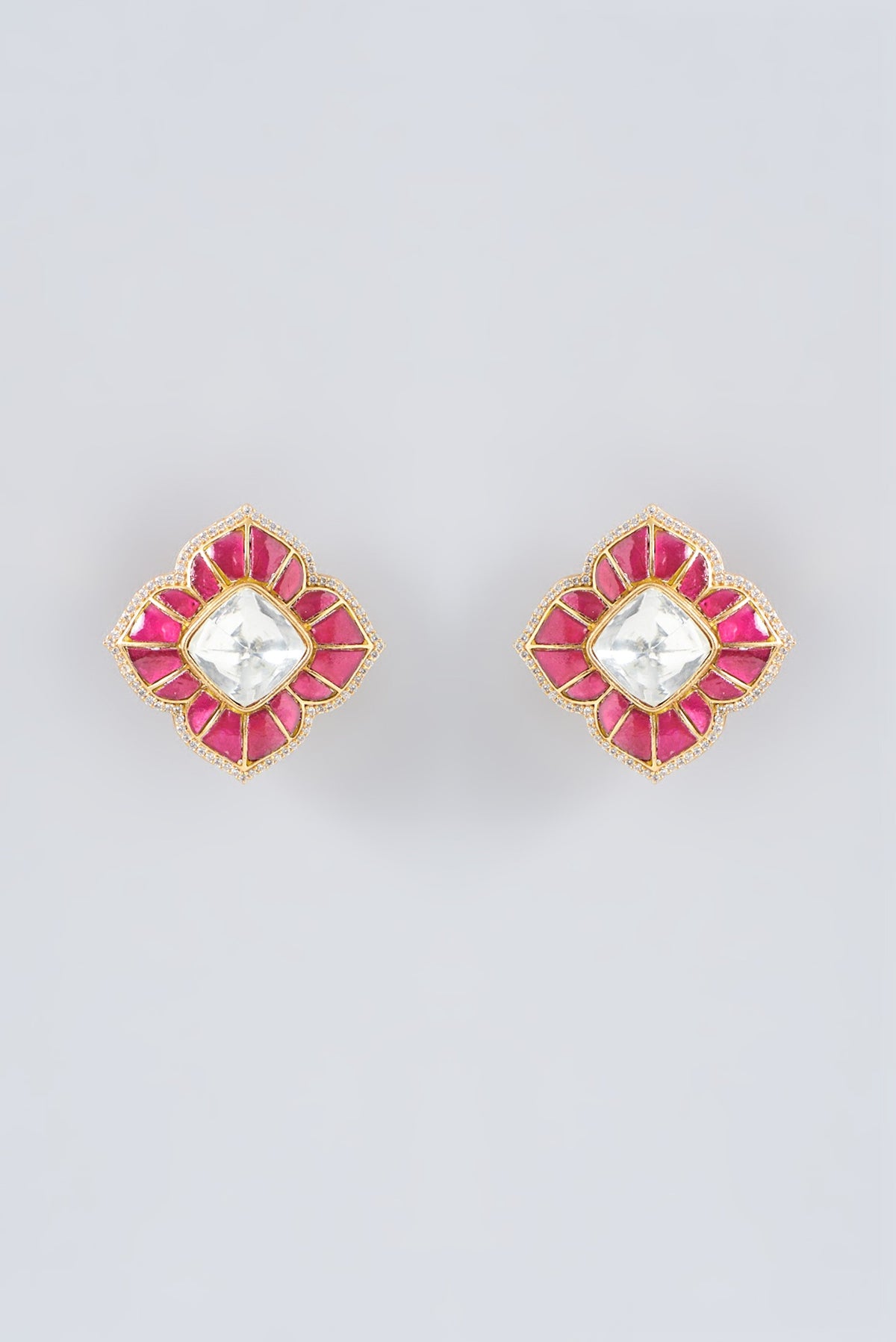 Gold Finish Ruby Stud Earrings