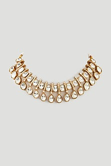 Gold Finish Kundan Polki Choker Necklace