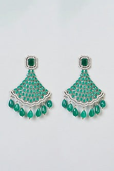 Silver Finish Green Zircons Necklace Set