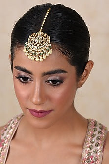 Gold Finish Kundan Polki Mayuki Maangtikka
