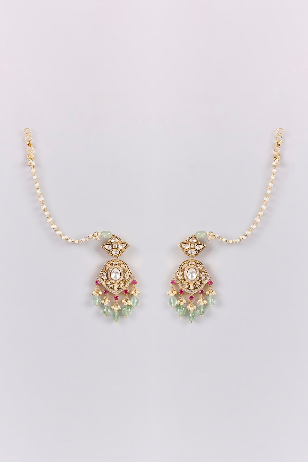 Antique Gold Finish Kundan Polki & Pearl Necklace Set