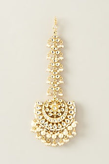 Gold Plated White Kundan Maangtikka
