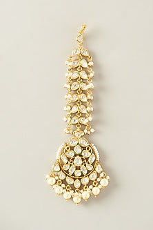 Gold Plated Maangtikka With White Kundan