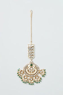 Gold Finish Alloy Maang Tikka With Kundan