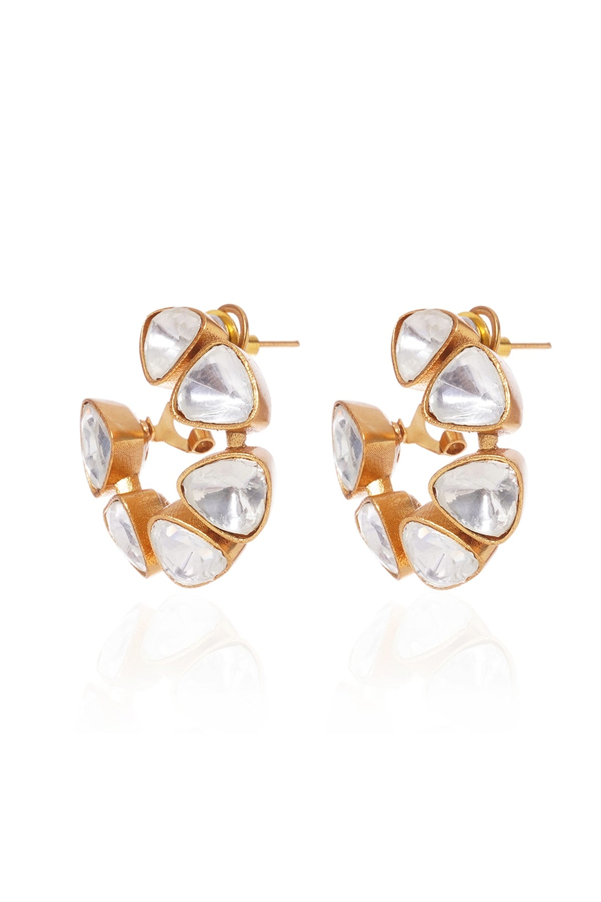 Gold Plated Rhodolite Stone Stud Earrings