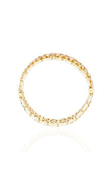 Gold Plated White Stone Bangles (Set Of 2)