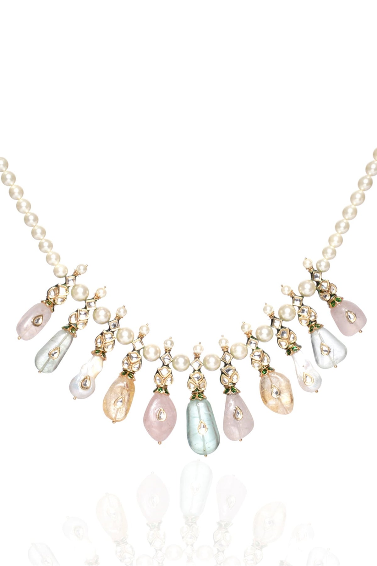 Gold Plated Navratna Stone Necklace Set